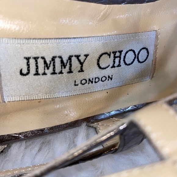 Jimmy Choo Snakeskin Cage‎ Heels Silver Size 8/38 - Picture 2 of 12